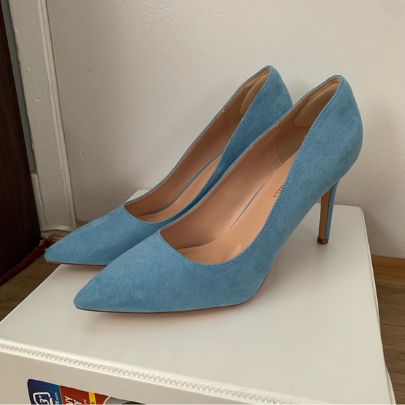 Dream Pairs Christian Pointed Toe High Heel Pump in Light Blue Suede NWOB - Picture 7 of 10
